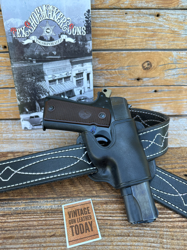 Vintage Tex Shoemaker Black Leather Formed Sling Holster For Colt 45 1911