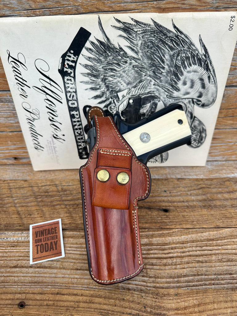 Alfonso's Plain Brown Leather IWB OWB Lined Holster for Colt Commander LEFT
