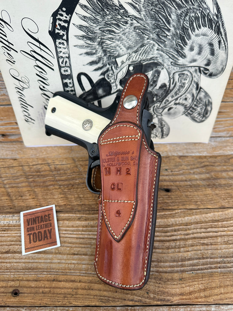 Alfonso's Plain Brown Leather IWB OWB Lined Holster for Colt Commander LEFT