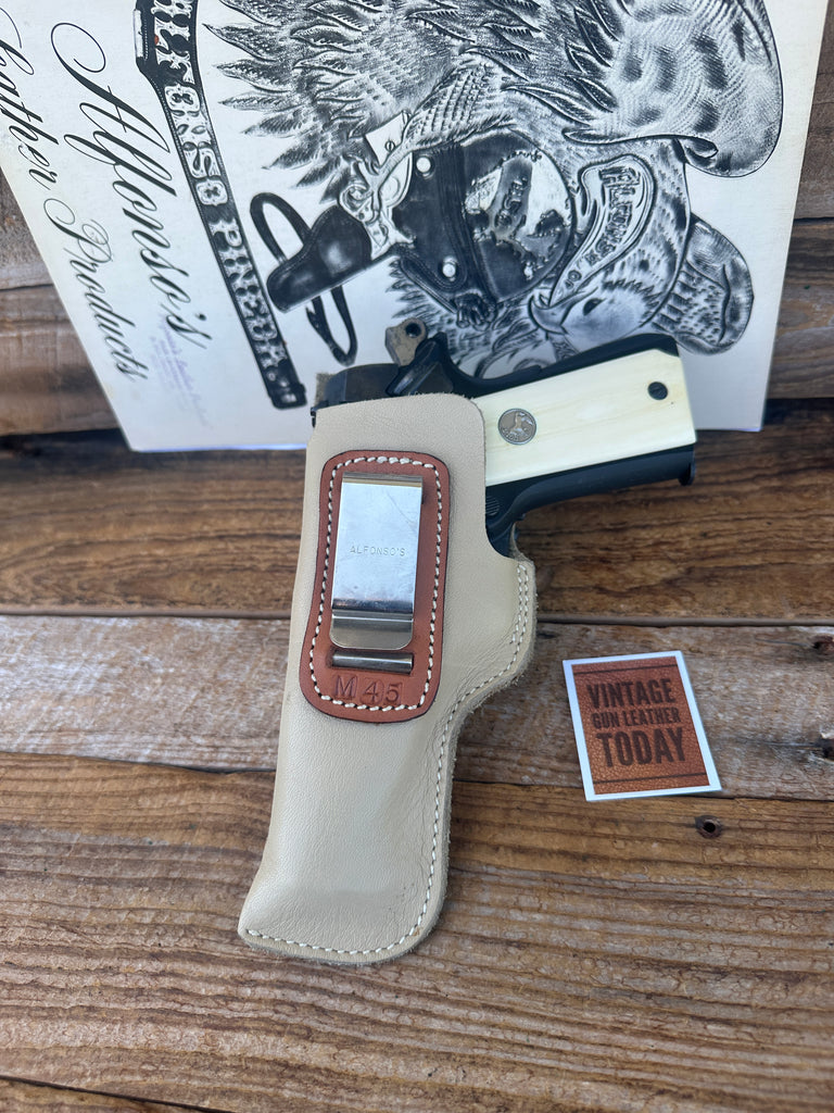 Vintage Alfonsos Cream Color Leather IWB Holster for Colt 1911 Commander Left
