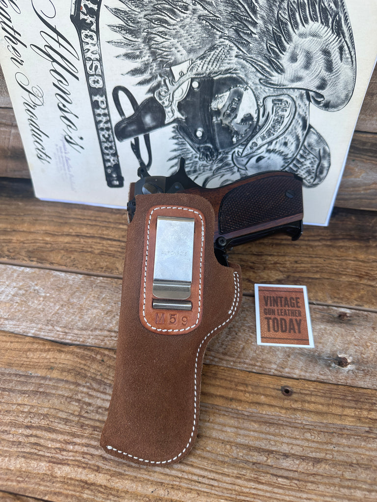 Alfonsos  Brown Leather IWB Holster For S&W 59 or 39 With Round Trigger Left #5