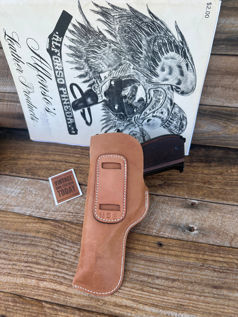 Alfonsos  Brown Leather IWB Holster For S&W 59 or 39 With Round Trigger Left #7