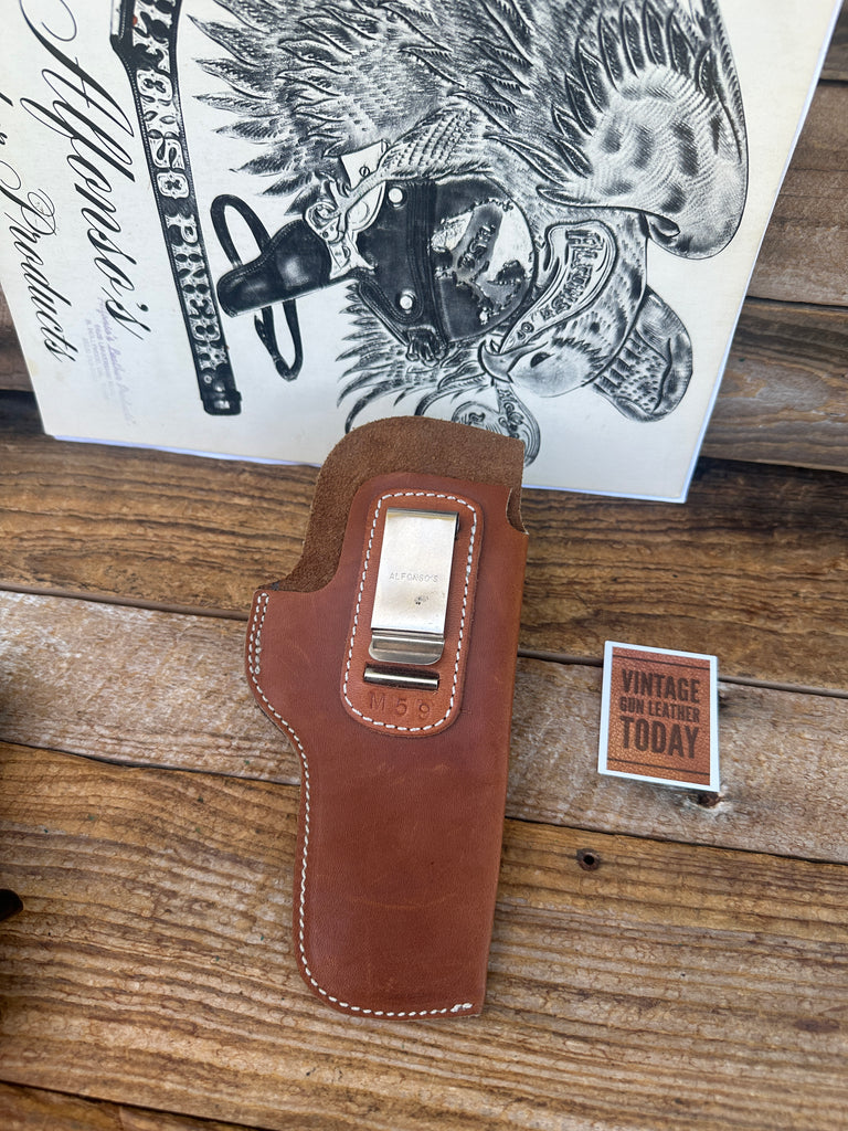 Alfonsos  Brown Leather IWB Holster For S&W 59 or 39 With Round Trigger Left #6