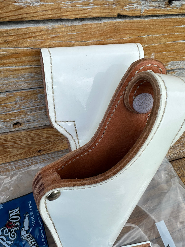 Tex Shoemaker White Parade Gloss Clarino OWB Holster For GLOCKL G17 G22 G31