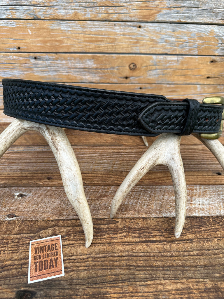 Milt Sparks Idaho City Black Basket Leather Tapered Gun Belt 35.5" 39.5" #2