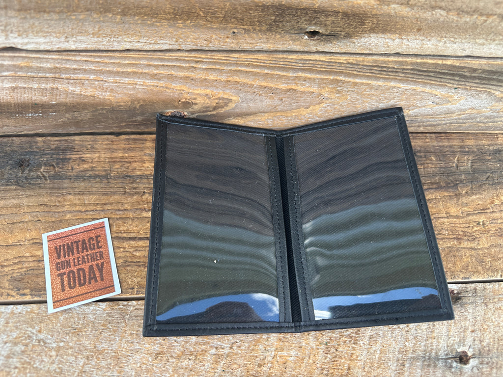 Perfect Fit Black Leather Double ID Wallet with Exterior Badge Flap