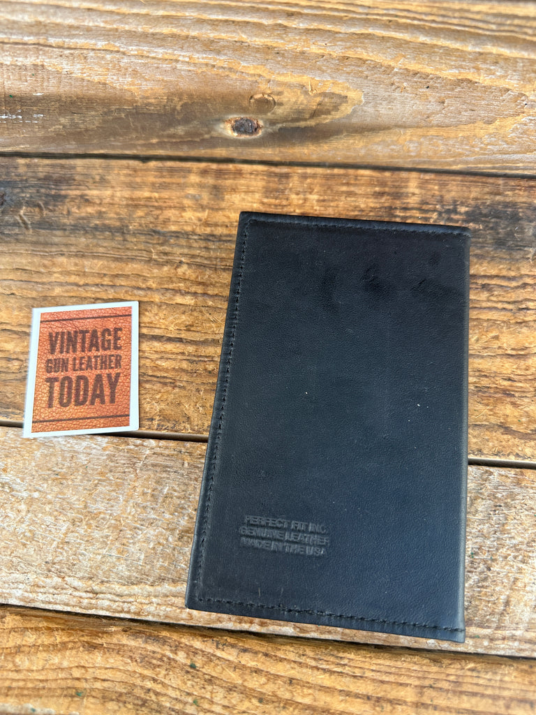 Perfect Fit Black Leather Double ID Wallet with Exterior Badge Flap