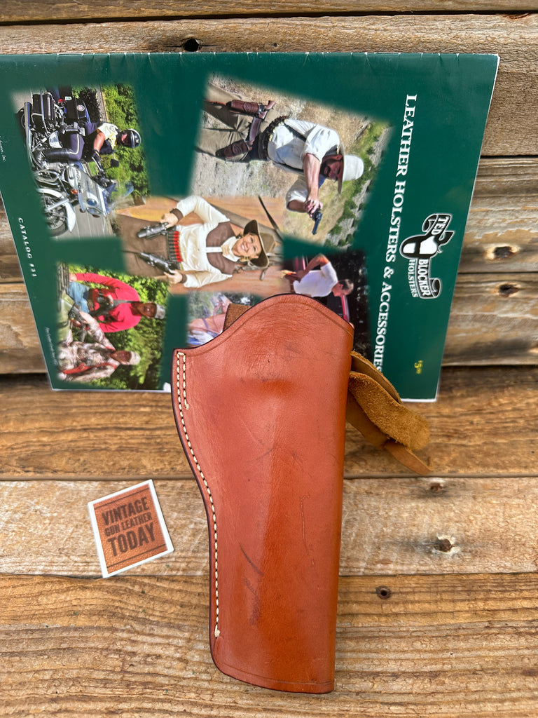 Vintage Ted Blocker Brown Leather OWB Holster For Colt Bisley 5 1/2" Revolver