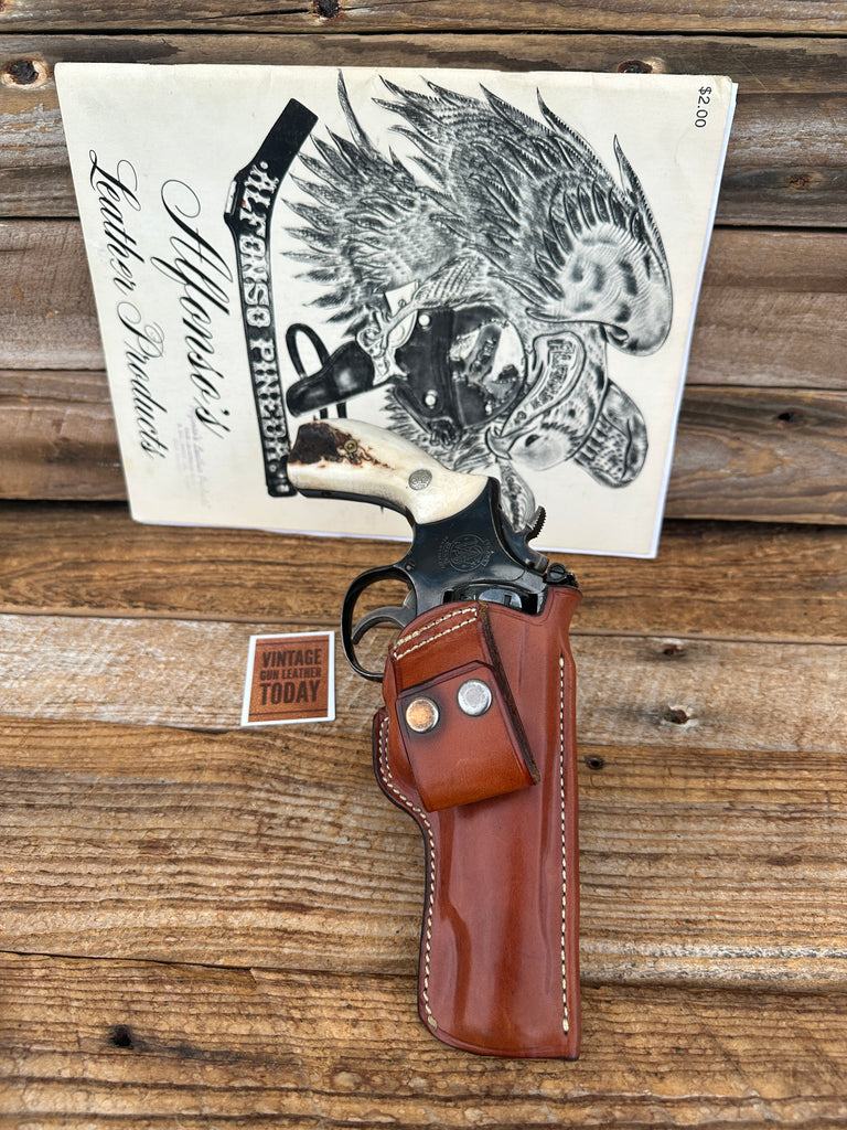 Alfonsos Brown Leather Holster for S&W Medium K 10 12 15 19 4" Revolver IWB,OWB,