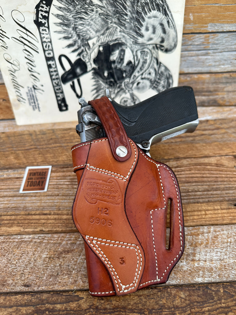 Alfonso's Brown Basketweave Suede Lined reinforced Holster For S&W 5906 w/ Strap