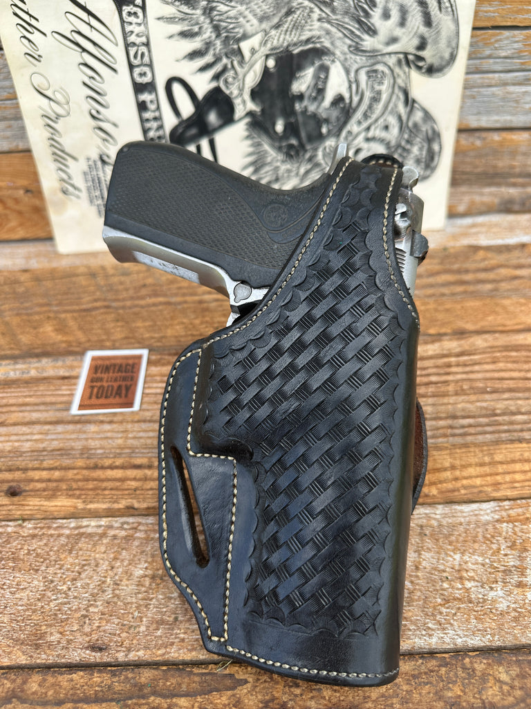 Alfonso's Black Basketweave Suede Lined reinforced Holster For S&W 5906 w/ TB