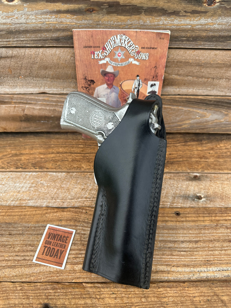 Vintage Tex Shoemaker Black Leather Jordan Style Holster For Beretta 92F  Right