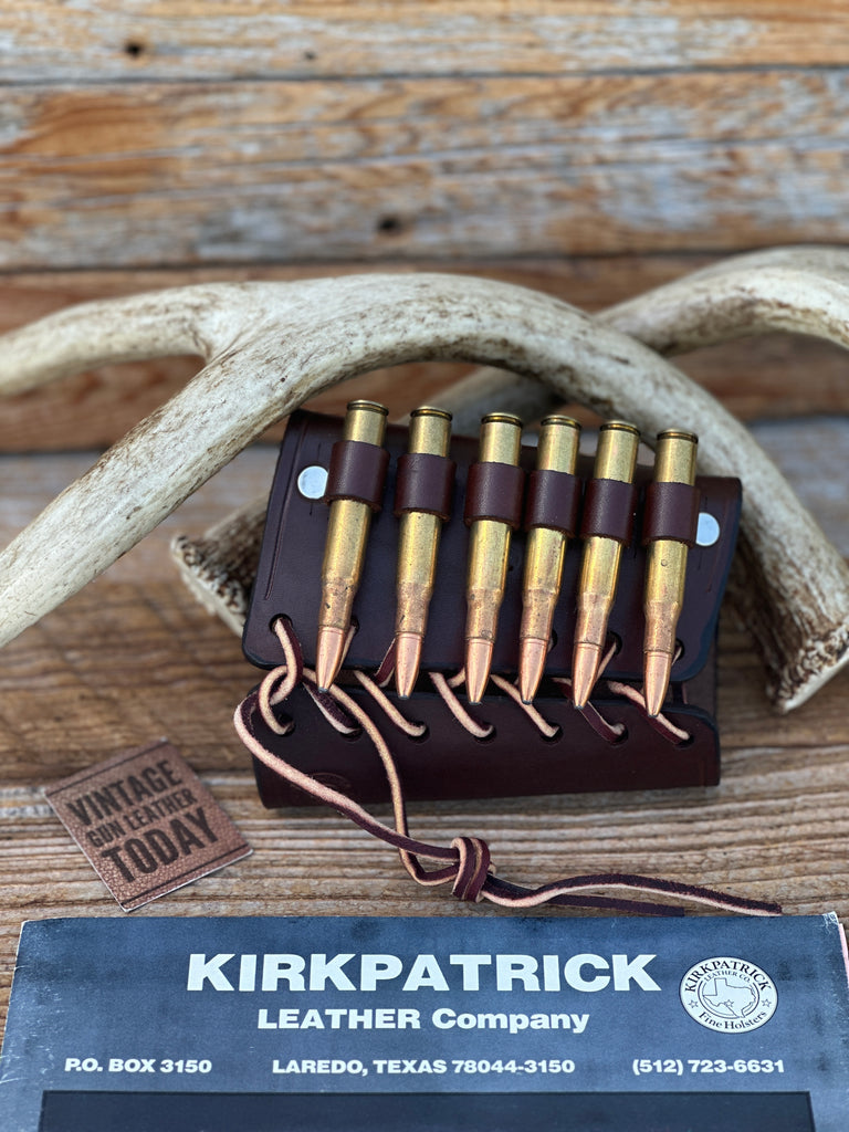 Kirkpatrick Brown Leather Buttstock Rifle Cartridge Ammo Shell Holder 3006 308