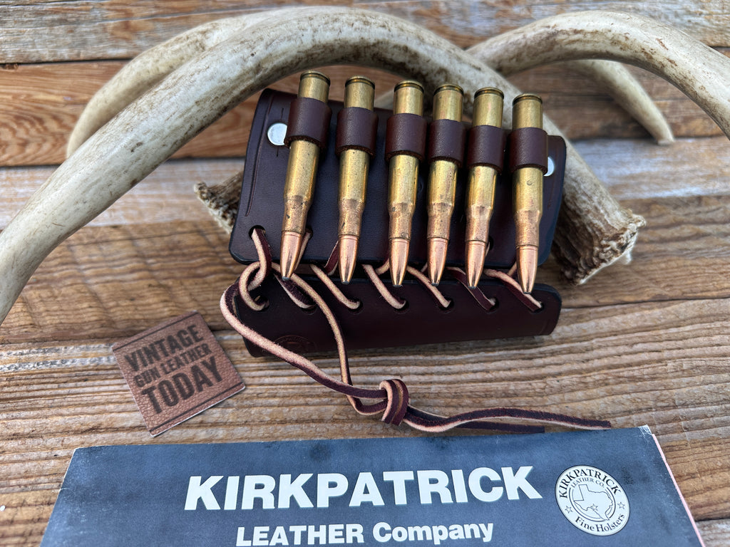 Kirkpatrick Brown Leather Buttstock Rifle Cartridge Ammo Shell Holder 3006 308