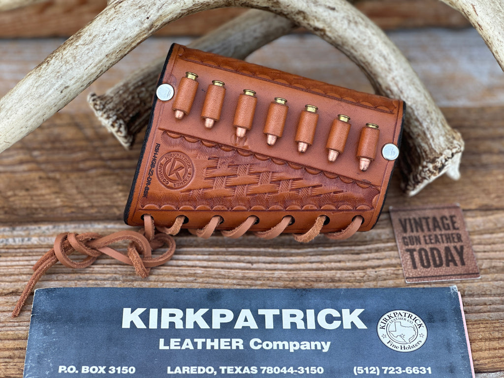 Kirkpatrick Brown Basket Leather Buttstock Rifle Cartridge Shell Holder .22 Boy