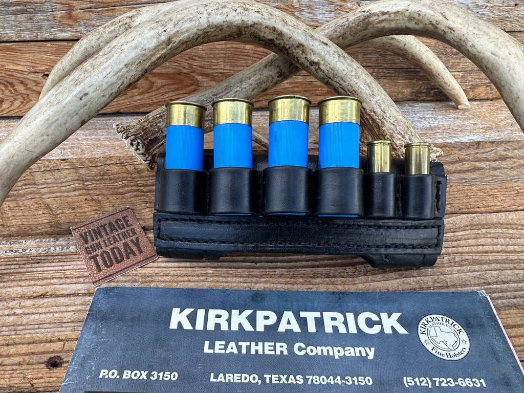 Custom Kirkpatrick Wild Bunch Black Leather Shell Holder 12 Ga .44 .45 Limited