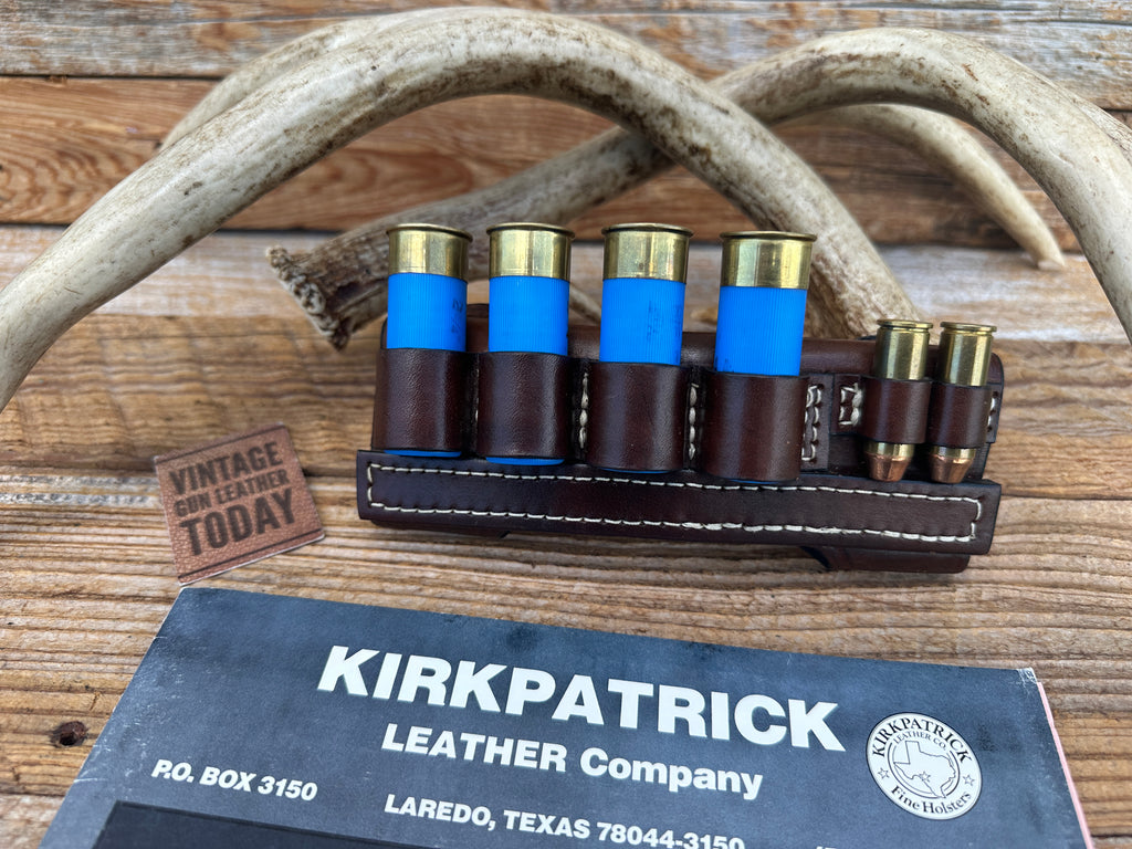 Custom Kirkpatrick Wild Bunch Brown Leather Shell Holder 12 Ga .44 .45 Limited