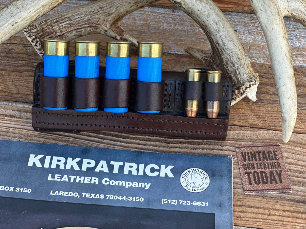 Custom Kirkpatrick Wild Bunch Brown Leather Shell Holder 12 Ga .44 .45 Limited B