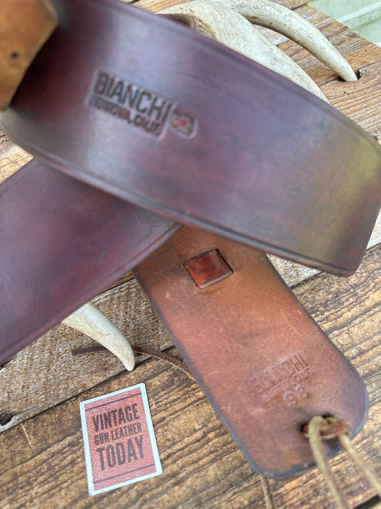 Vintage Bianchi Brown Leather Texan Cartridge Gun Belt w/ Holster 6" SA Revolver