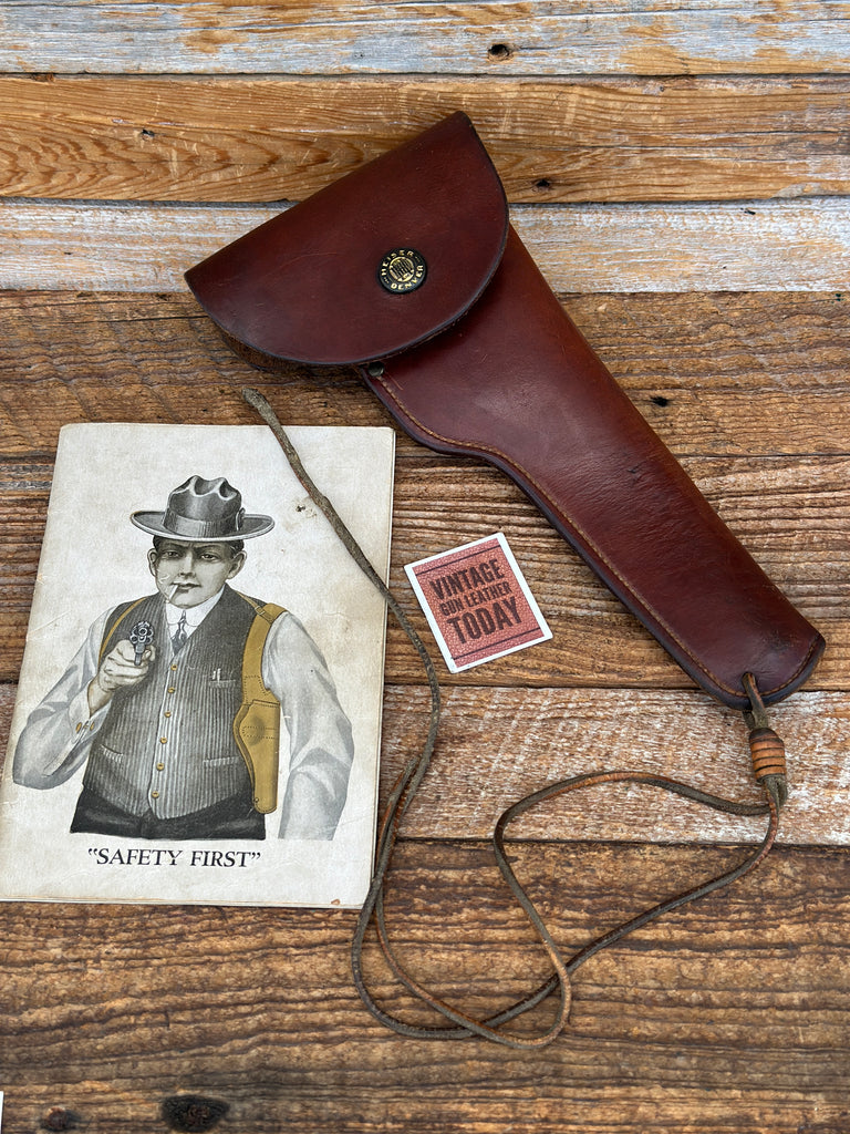 Vintage 1910 1925 HH Heiser 935 Brown Leather Flap Holster for .22 Colt Reisling
