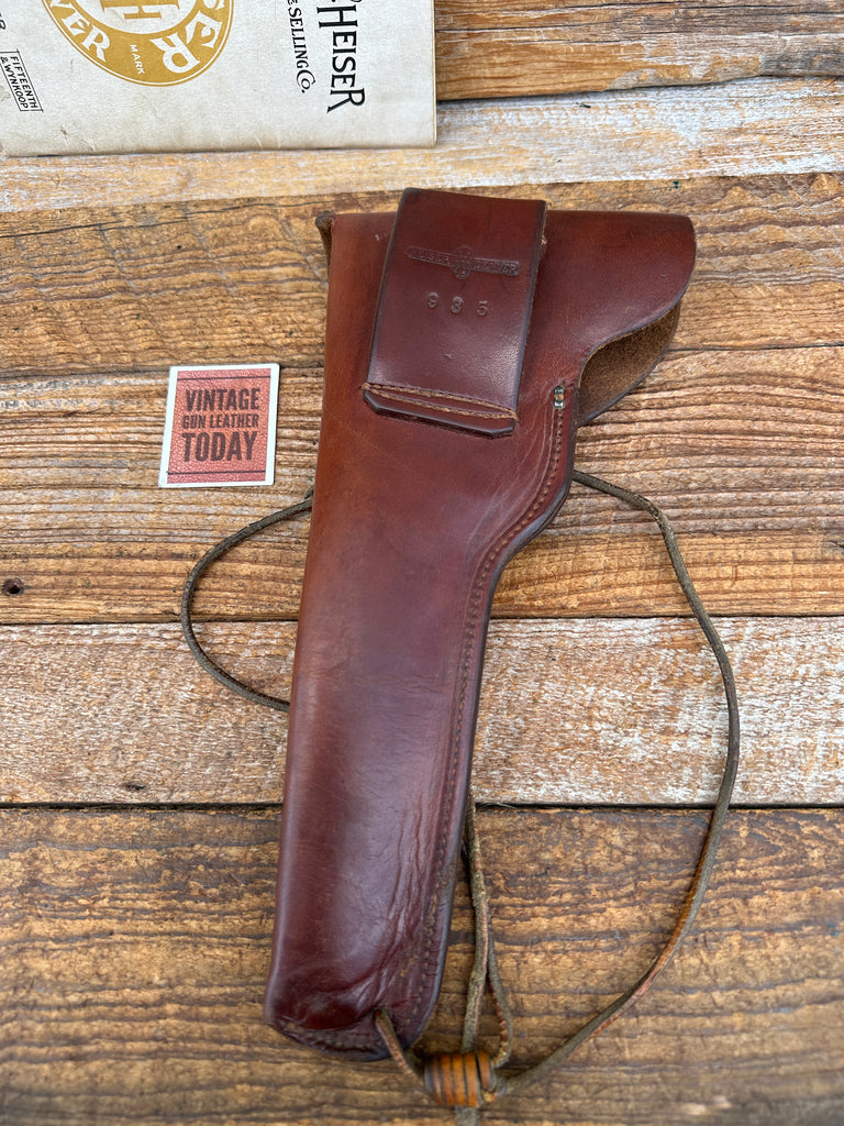 Vintage 1910 1925 HH Heiser 935 Brown Leather Flap Holster for .22 Colt Reisling