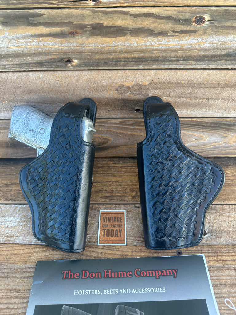 Vintage Don Hume H727 Black Basket Leather OWB Holster For Sig P245