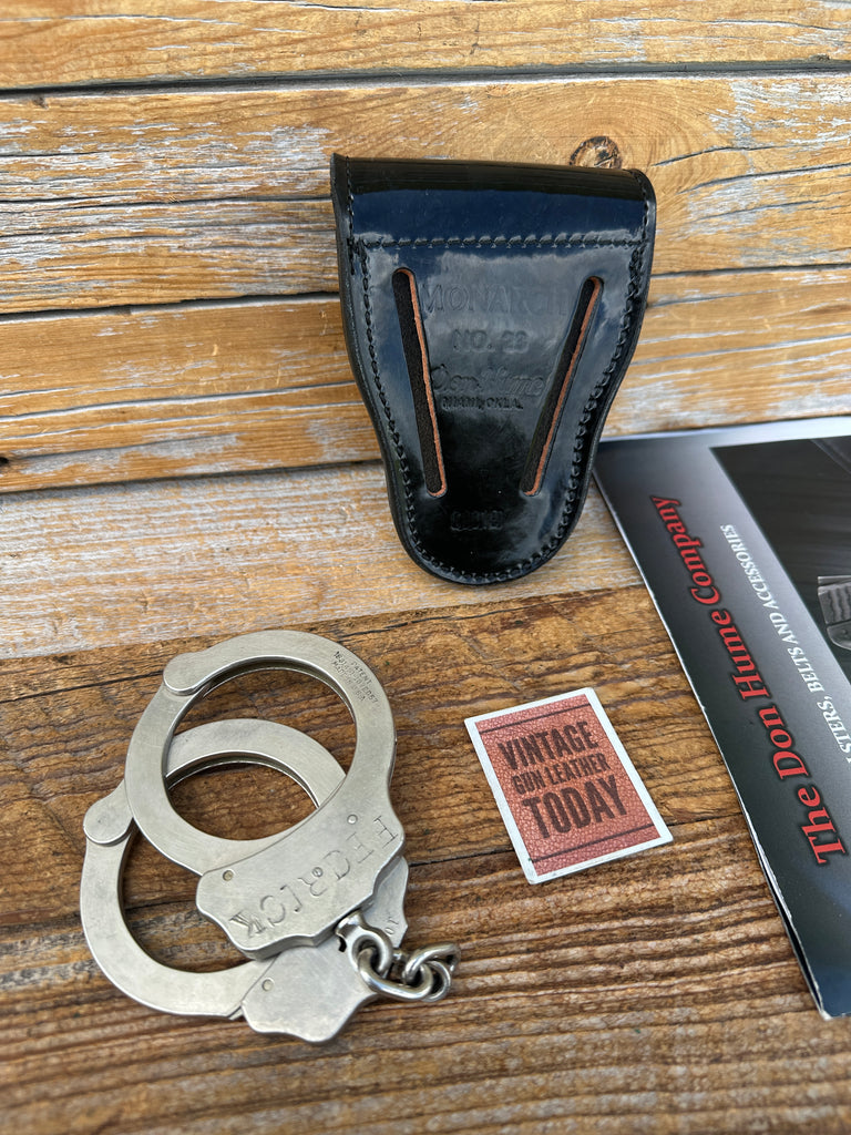 Don Hume Clarino Parade Gloss Black Single Cuff Case Chain Handcuffs #23 Nickel