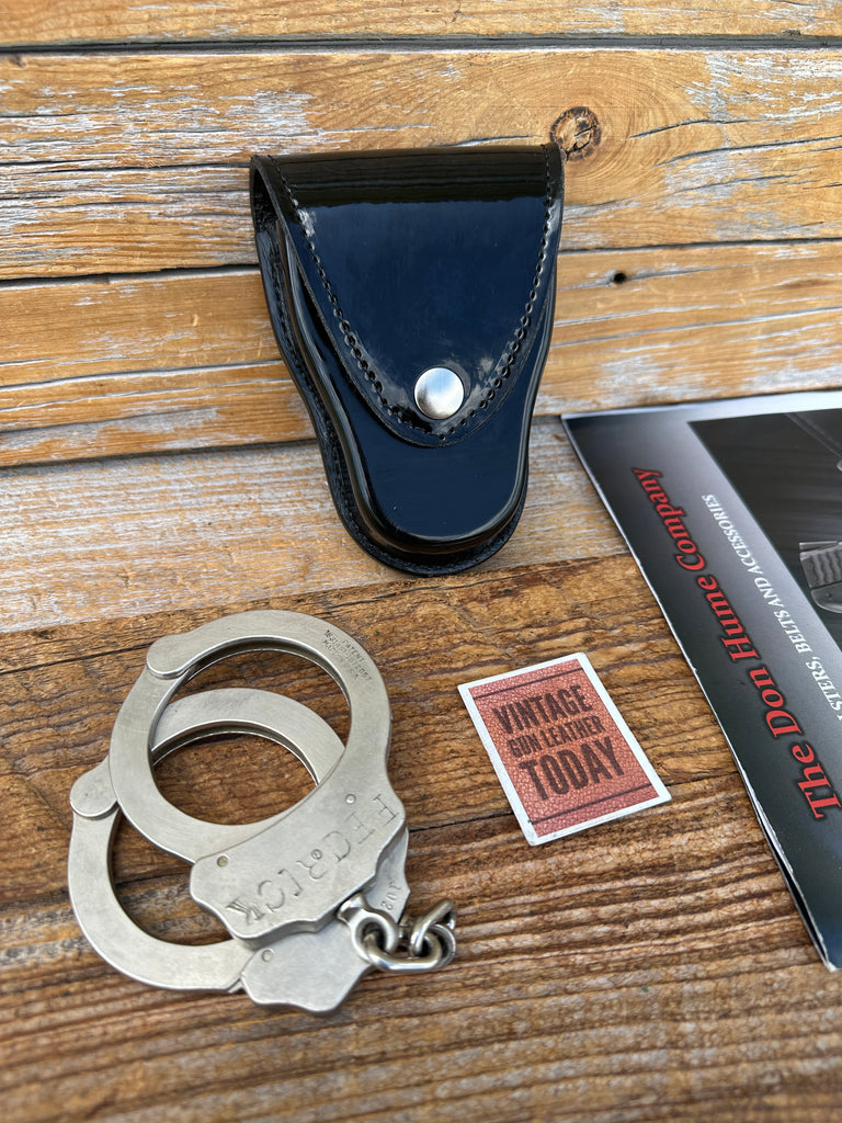 Don Hume Clarino Parade Gloss Black Single Cuff Case Chain Handcuffs #23 Nickel