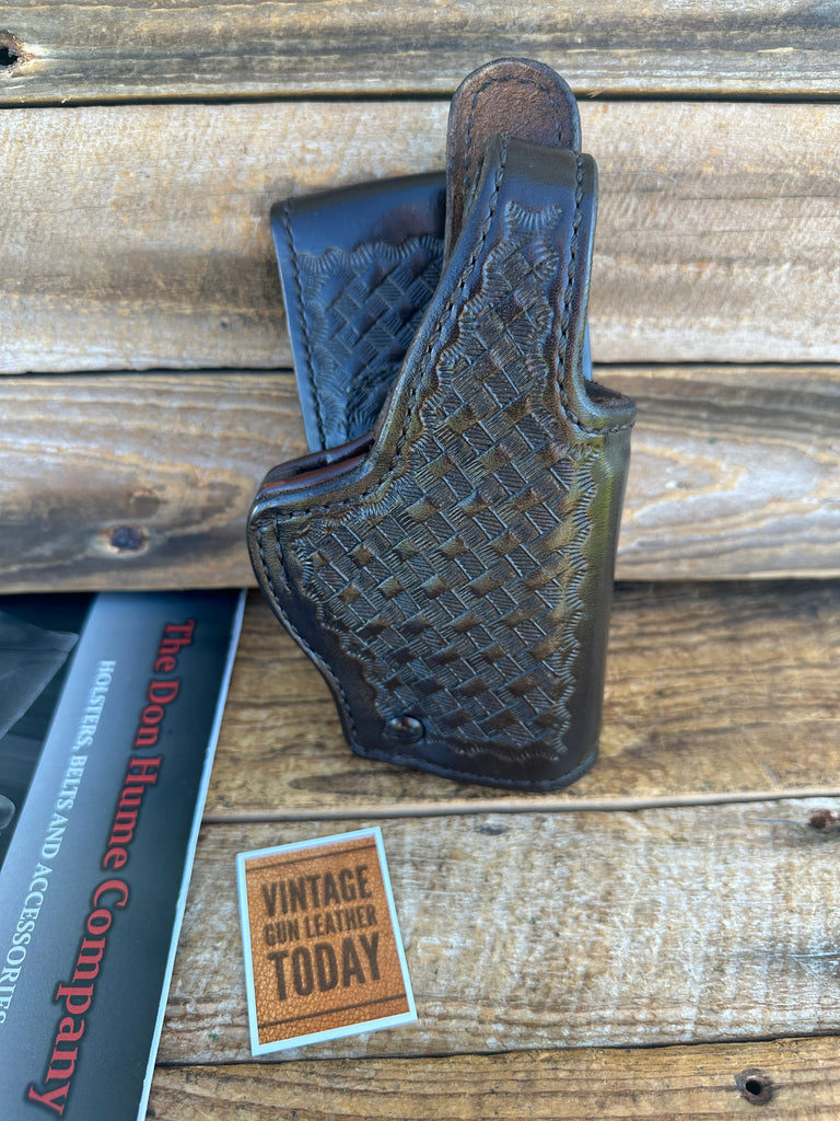 Vintage H738 Don Hume Brown Basket Leather Lined Duty Holster For KAHR K9 P9