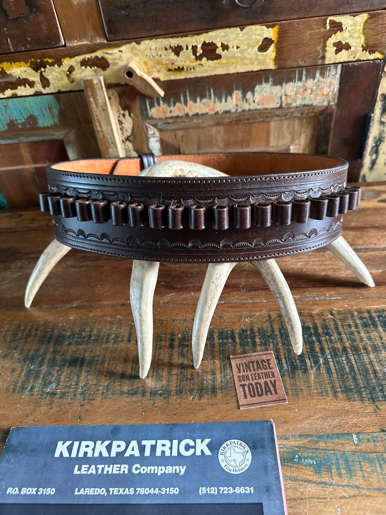 Custom Kirkpatrick 1860 Brown Leather Lined For 45 Colt Cartridge Gun Belt C 30