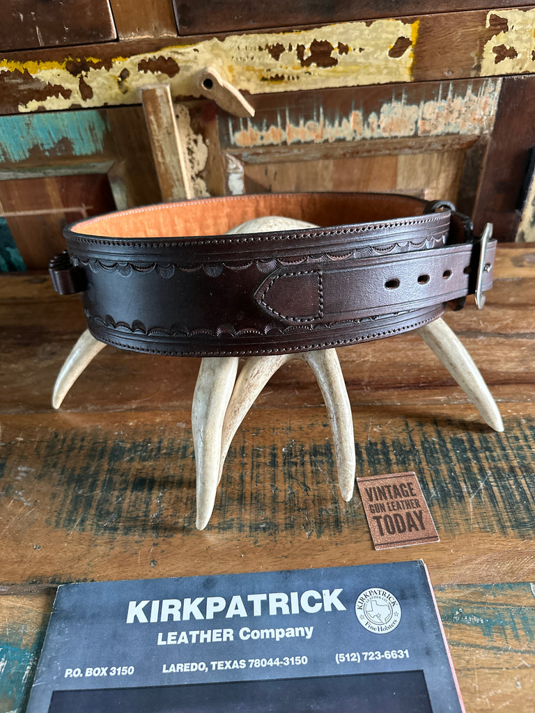 Custom Kirkpatrick 1860 Brown Leather Lined For 45 Colt Cartridge Gun Belt C 30