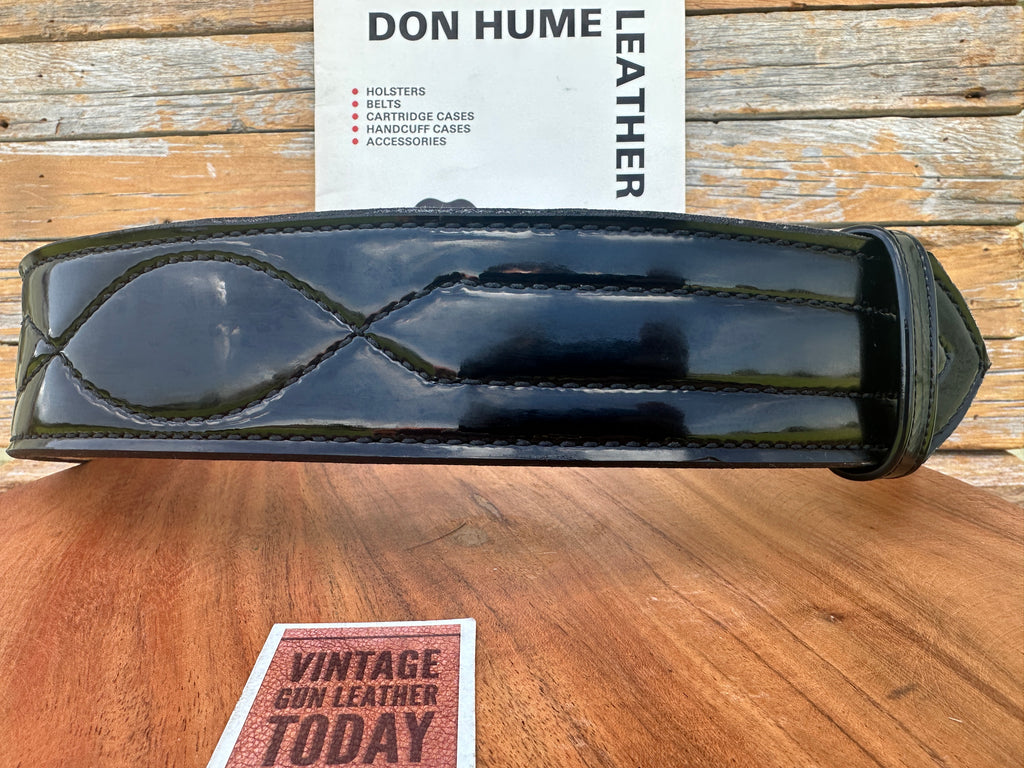 Don Hume Black Gloss Clarino Leather 2 1/4 Duty Belt Buckleless Sz 44 43" to 48"