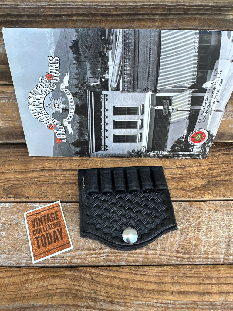 Tex Shoemaker 211 A Black Basket Leather Cartridge Belt Slide .44 Ammo Holder