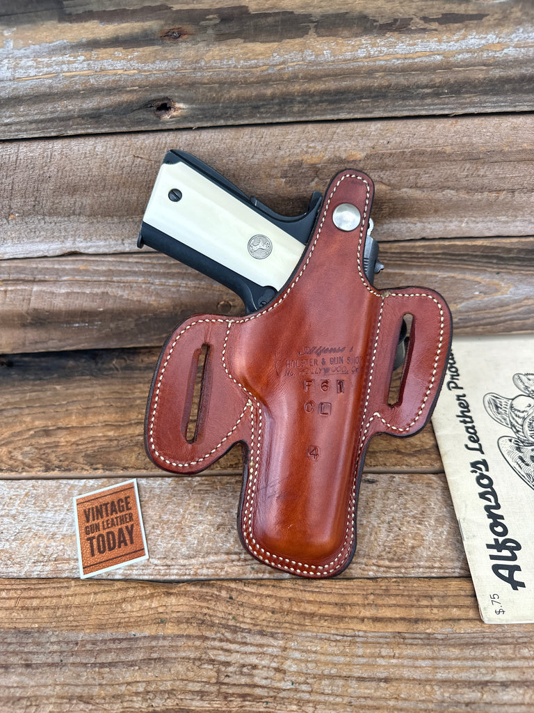 Alfonsos Brown Basket Leather Suede Lined Holster for Colt 45 1911 Commander LFT