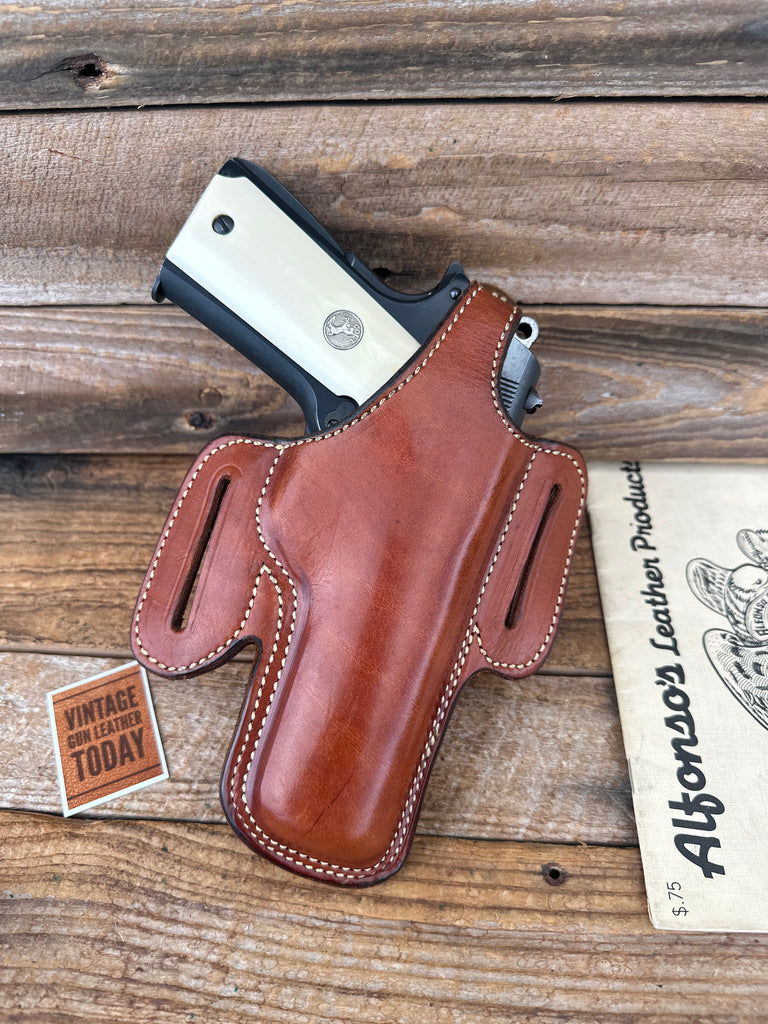 Alfonsos Brown Plain Leather Suede Lined Holster for Colt Commander .45 Right