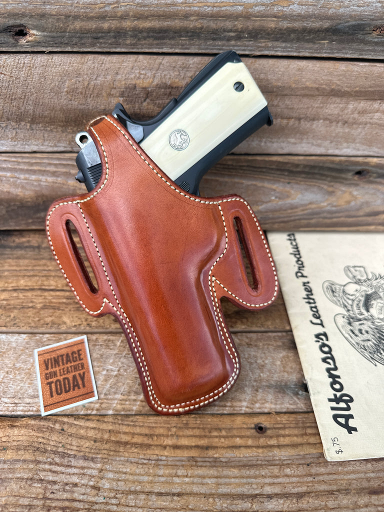 Alfonsos Brown Plain Leather Suede Lined Holster for Colt Commander .45 Left