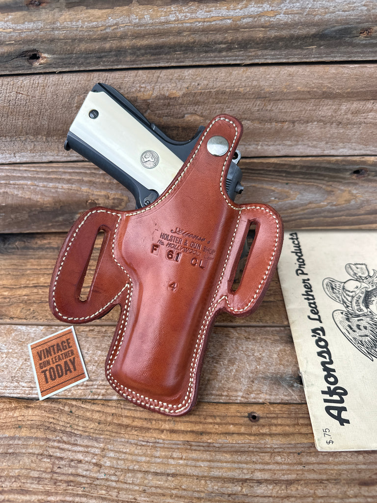 Alfonsos Brown Plain Leather Suede Lined Holster for Colt Commander .45 Left