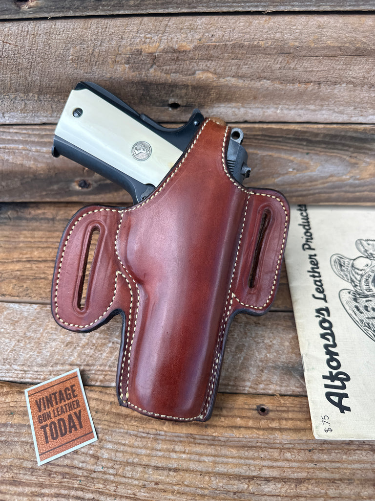Alfonso's Brown Plain Leather Suede Lined Holster for Colt Commander .45 Open RT