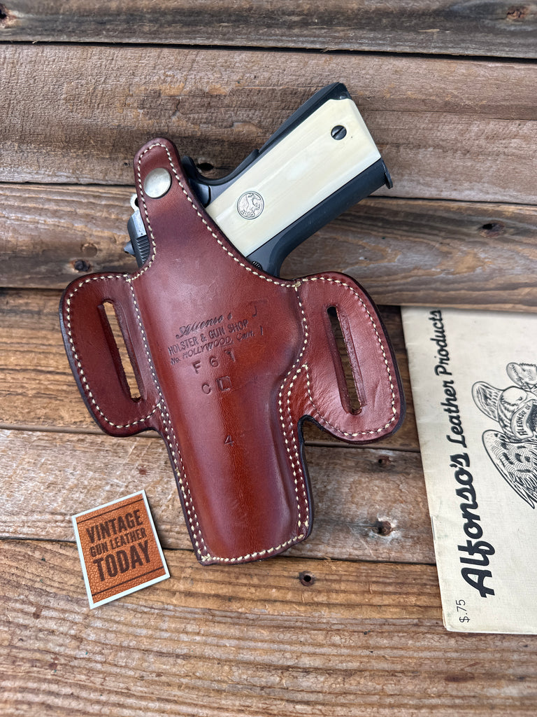 Alfonso's Brown Plain Leather Suede Lined Holster for Colt Commander .45 Open RT