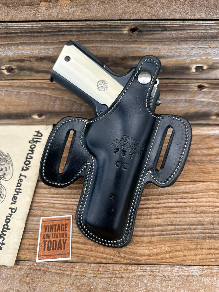 Alfonsos Black Basket Leather Suede Lined Holster for Colt 45 1911 Commander LFT