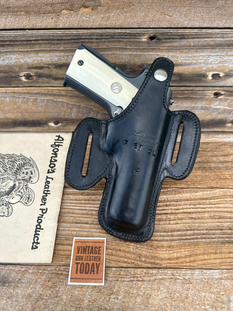 Alfonsos Plain Black Leather Suede Lined Holster for Colt 45 1911 Commander LEFT
