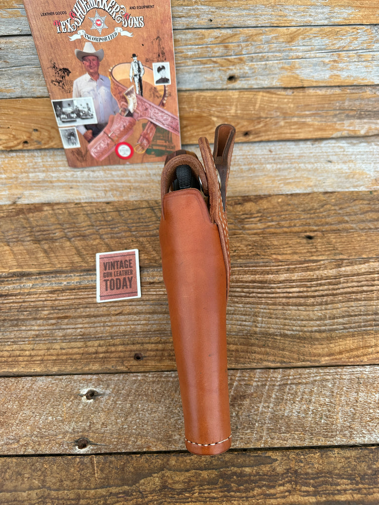 Tex Shoemaker Suede Plain Brown Leather 35 Border Holster For Colt Python 4" L