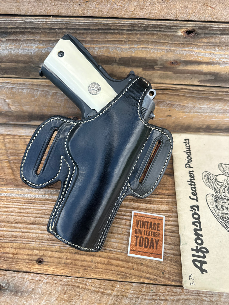 Alfonso's Black Plain Leather Suede Lined Holster for Colt Commander .45 Open RT