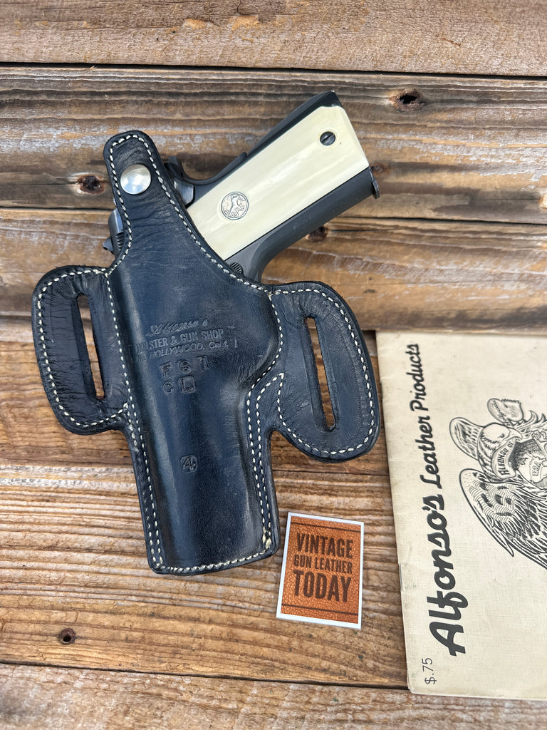 Alfonso's Black Plain Leather Suede Lined Holster for Colt Commander .45 Open RT