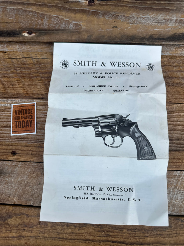 1955 Factory Original Smith & Wesson Model 10 M&P Manual S&W