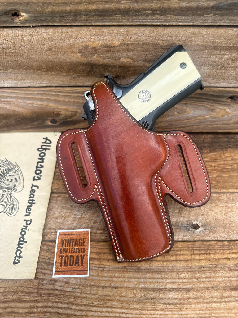 Alfonsos Brown Plain Leather Suede Lined Holster for Colt 45 1911 Commander LFT