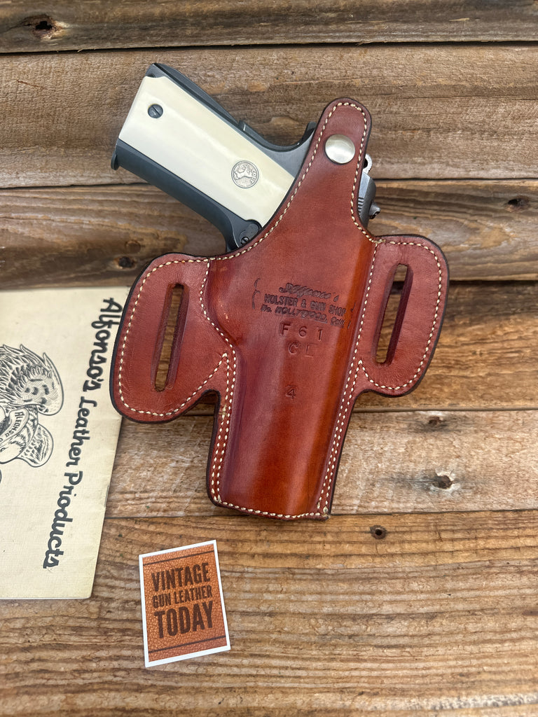 Alfonsos Brown Plain Leather Suede Lined Holster for Colt 45 1911 Commander LFT