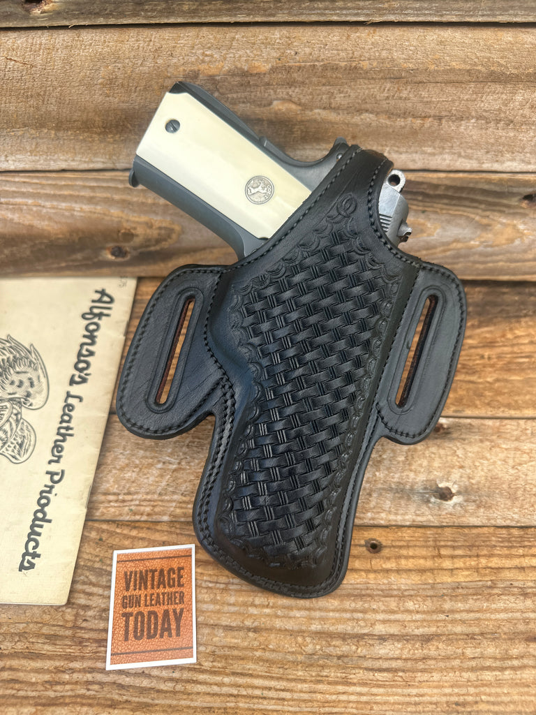 Alfonso's Black Plain Leather Suede Lined Holster for Colt Commander .45 Open RT