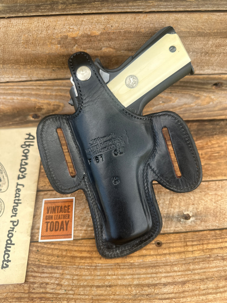 Alfonso's Black Plain Leather Suede Lined Holster for Colt Commander .45 Open RT