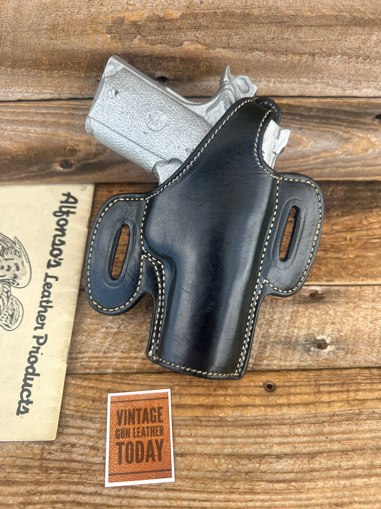 Alfonso's Black Leather Lined Holster for Colt .45 ACP 1911 Officers Model